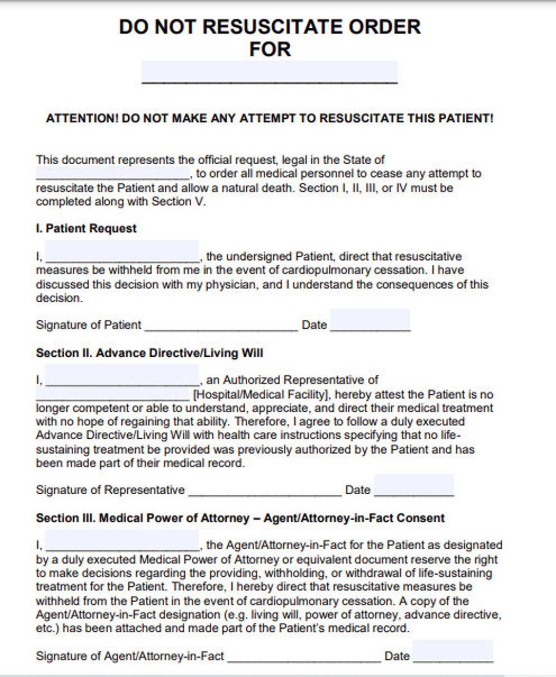 Do Not Resuscitate Order Do Not Resuscitate DNR Order Forms Do Not