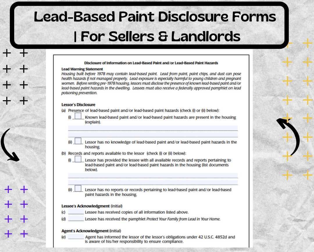 Leadbased Paint Disclosure Forms for Sellers & Landlords Etsy
