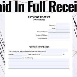 Reçu de paiement intégral - Formulaires de reçu de paiement intégral - Modèle de reçu de paiement intégral