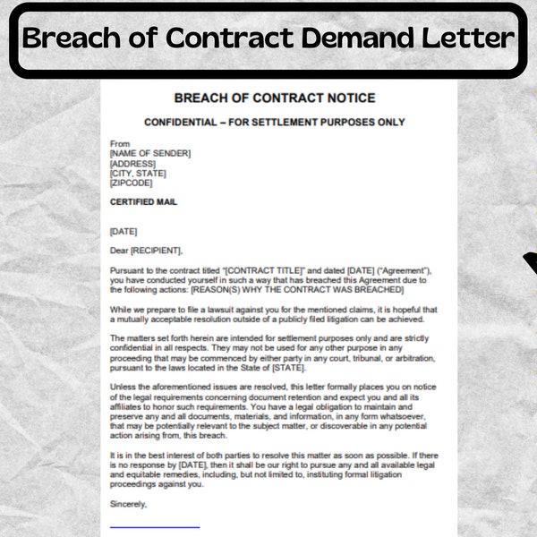 Breach of Contract Demand Letter - Breach of Contract Demand Letter Form - Breach of Contract Demand Letter template