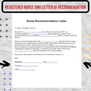 Plantilla de carta de recomendación de enfermera registrada (RN) / Formulario de carta de recomendación de enfermera registrada (RN) / Carta de enfermera registrada