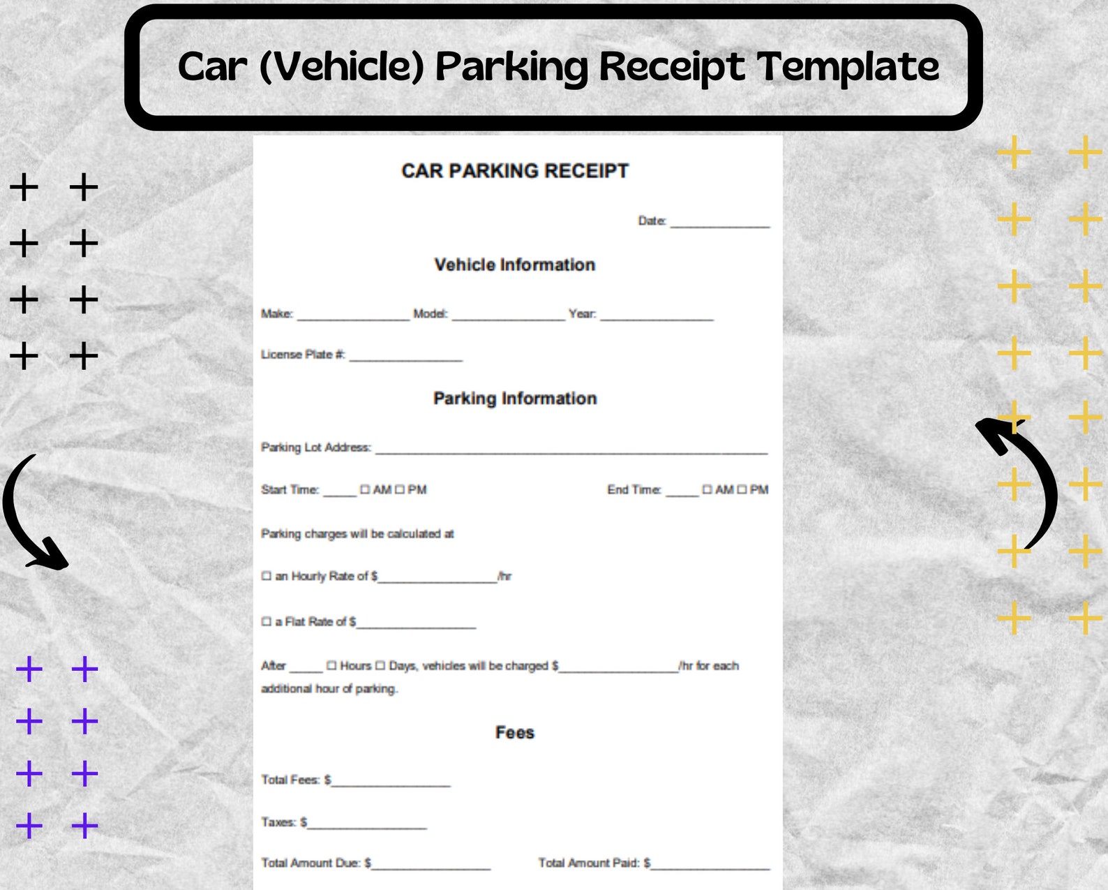 Car vehicle Parking Receipt Car vehicle Parking Receipt Template Car