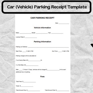 Car (Vehicle) Parking Receipt - Car (Vehicle) Parking Receipt Template - Car (Vehicle) Parking Receipt form - Editable PDF File