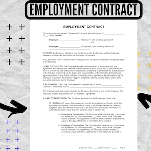 Employment Contract , Employment Contract Agreement - Employment Service Contract Template - HR Employer Employee Form Template