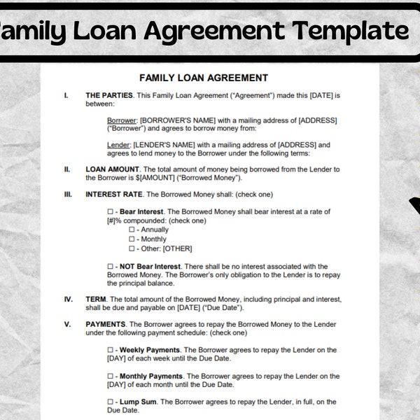 Family Loan Agreement Template - Family Loan Agreement form - Family Loan Agreement