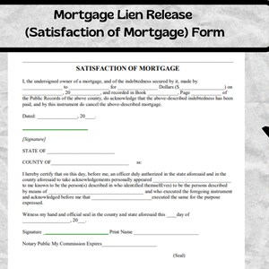 Mortgage Lien Release (Satisfaction of Mortgage) - Mortgage Lien Release (Satisfaction of Mortgage) Form