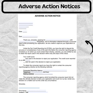 Adverse Action Notices | FCRA - Adverse Action Notices form - Adverse Action Notices template