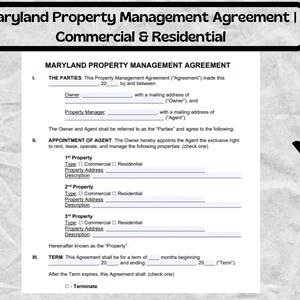 Maryland Property Management Agreement - Commercieel en residentieel