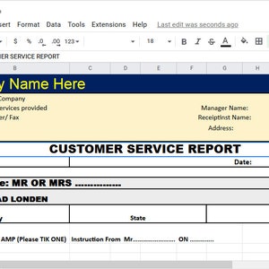 Service Report Template, Customer Service Report Template, services report form