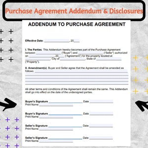 Purchase Agreement Addendum & Disclosures - Purchase Agreement Addendum and Disclosures form