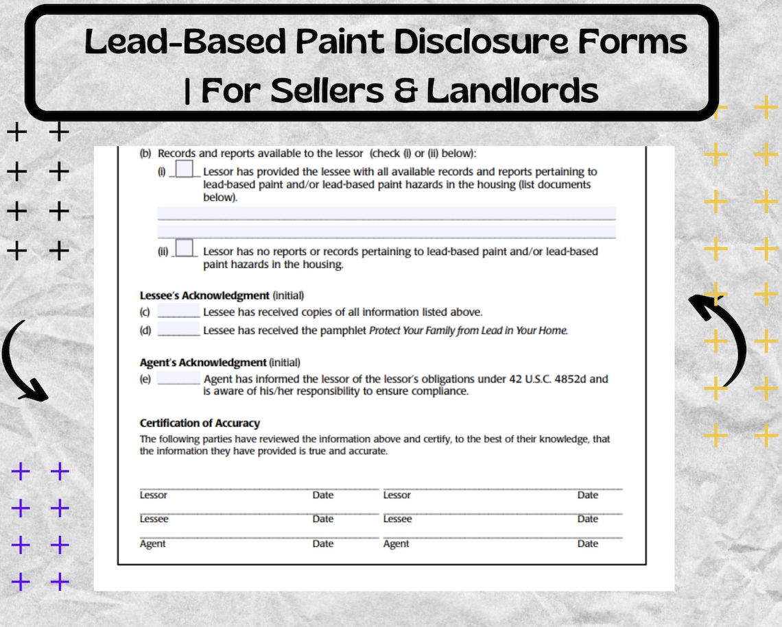 Leadbased Paint Disclosure Forms for Sellers & Landlords Etsy