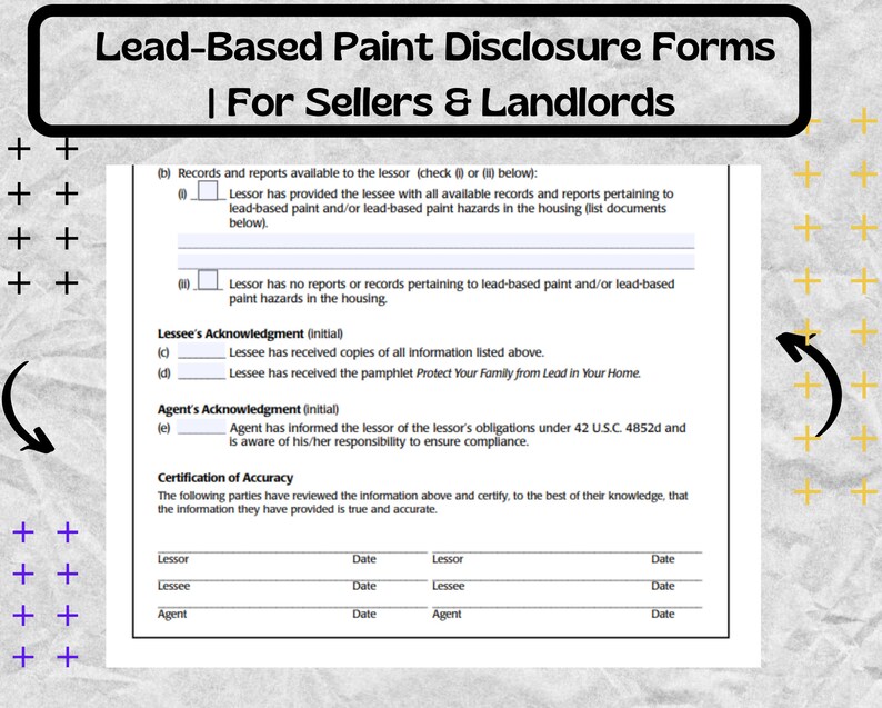 Leadbased Paint Disclosure Forms for Sellers & Landlords Etsy