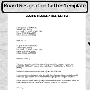 Board Resignation Letter Template - Board Resignation Letter form - Board Resignation Letter
