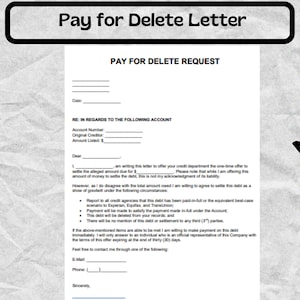 Pay for Delete Letter | Template and Sample - Pay for Delete Letter Form - Pay for Delete Letter template
