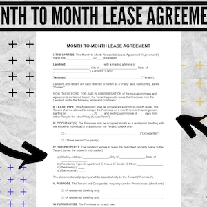 Month to month rental agreement - Monthly Rental Agreement - Month to Month lease contract