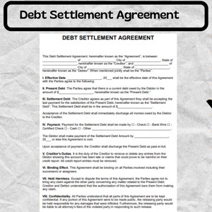 Debt Settlement Agreement - Debt Settlement Agreement Form - Debt Settlement Agreement template