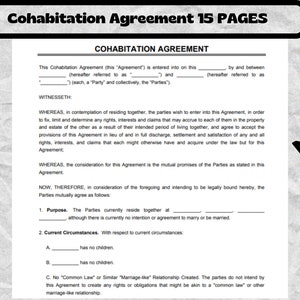 Cohabitation Agreement, Cohabitation Agreement Template, Cohabitation Agreement forms, Common Law Partner Agreement