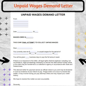 Demanda de salarios impagos, Carta de demanda de salarios impagos, Formulario de carta de demanda de salarios impagos, Plantilla de carta de demanda de salarios impagos