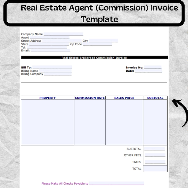 Real Estate Agent (Commission) - Real Estate Agent (Commission) Invoice Template - Real Estate Agent (Commission) form