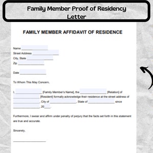 Carta de prueba de residencia para miembros de la familia - Formulario de carta de prueba de residencia para miembros de la familia - Plantilla de carta de prueba de residencia para miembros de la familia