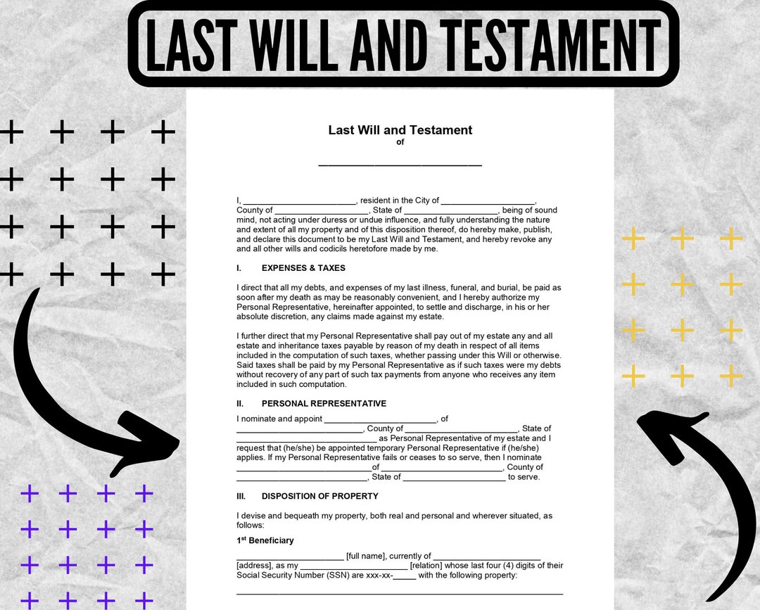 last will and testament - vorlage für letzten willen und testament