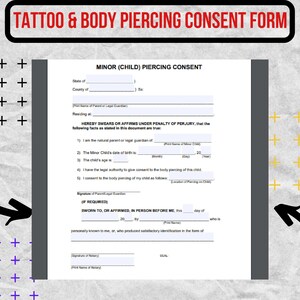 Tattoo &amp; Body Piercing Consent Form / Tattoo and Body Piercing Consent ...