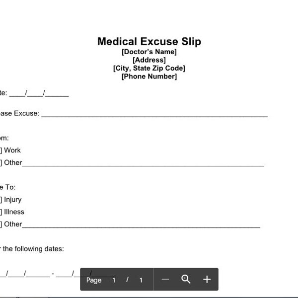 Doctor's Excuse, Doctor's Excuse Template, Medical Office Forms, Work Excuse Editable,