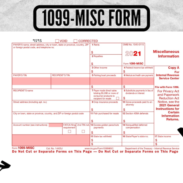 1099 misc template 2020 Etsy.de