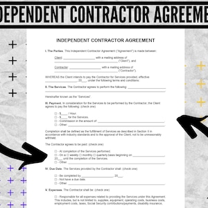 Independent Contractor Agreement -  Independent Contractor Form - Independent Contractor Agreement templates