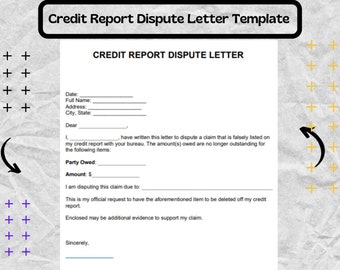 Credit Report Dispute Letter Template Credit Report Dispute - Etsy