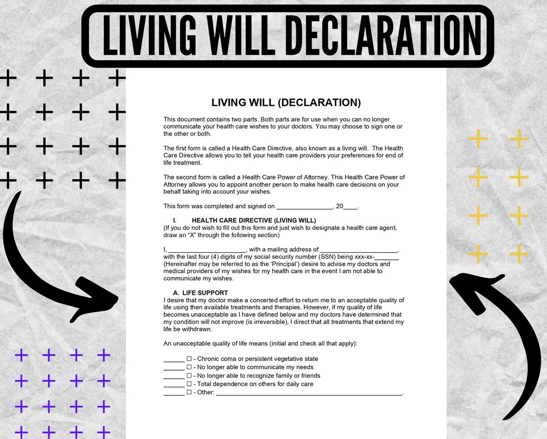 Living Will Form - Living Will Declaration- Living Will Template ...