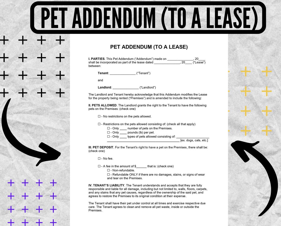 Pet Addendum to Lease Pet Addendum to Lease Forms Pet Addendum to Lease
