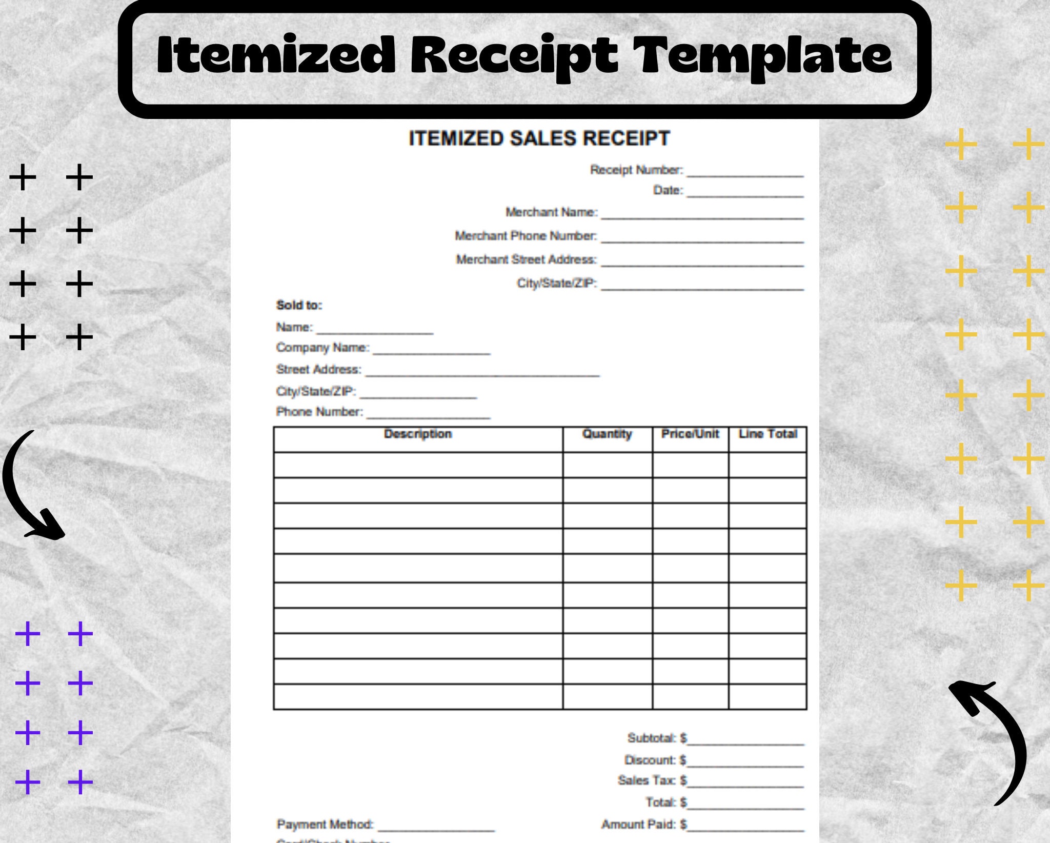 Itemized Receipt Itemized Receipt Form Itemized Receipt Template DOCX PDF Etsy