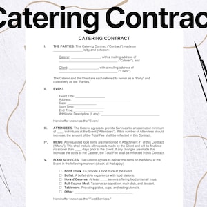 Catering Contract , F&B Contract , Catering Contract Template , Catering Contract form , Catering Agreement form