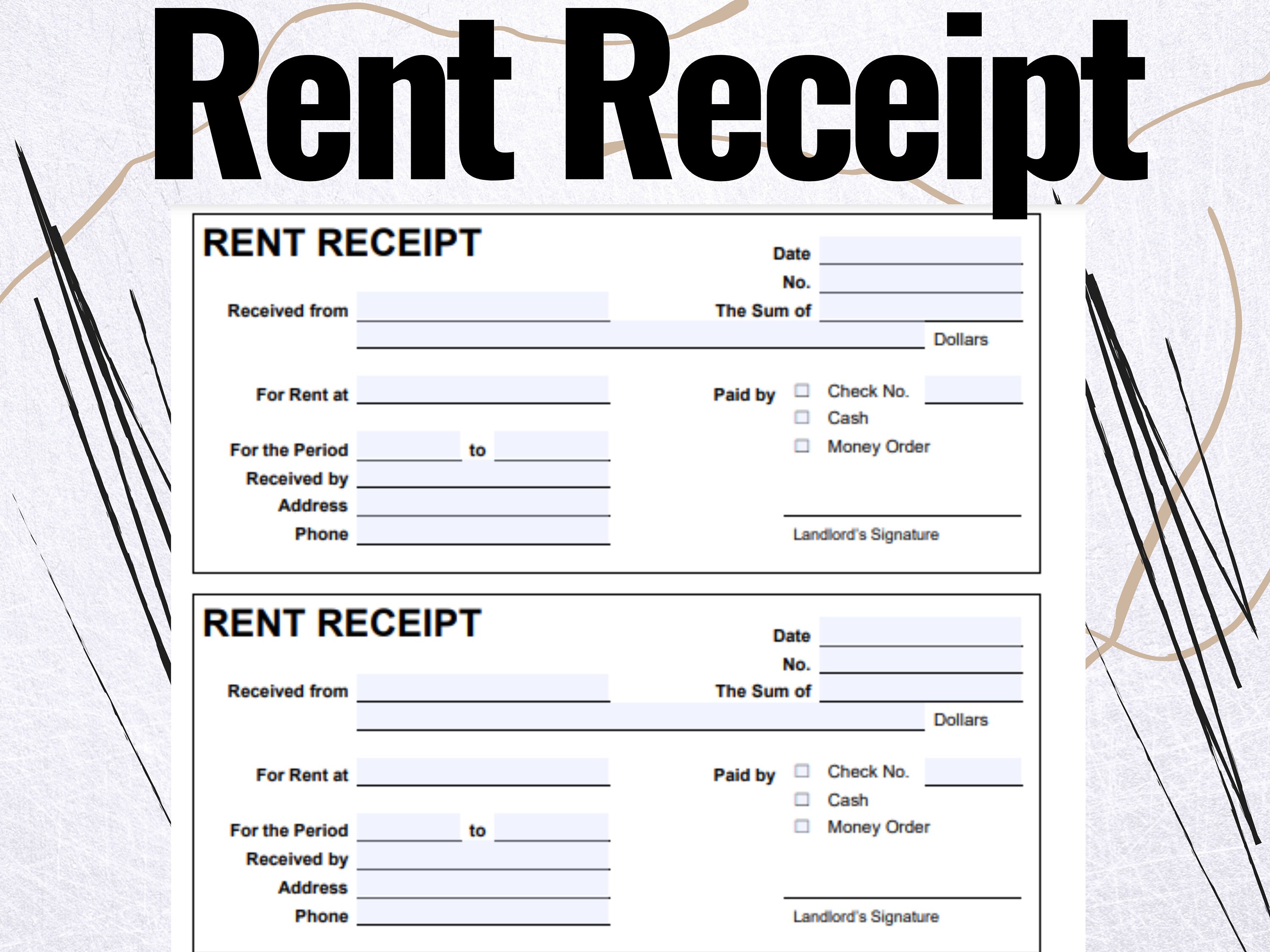 Rent Receipt Rent Receipt Forms Rent Receipt Template Etsy