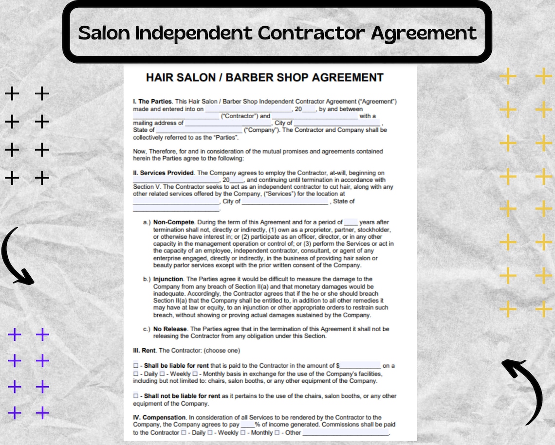 Salon Independent Contractor Agreement Template Hair Salon Barber Shop