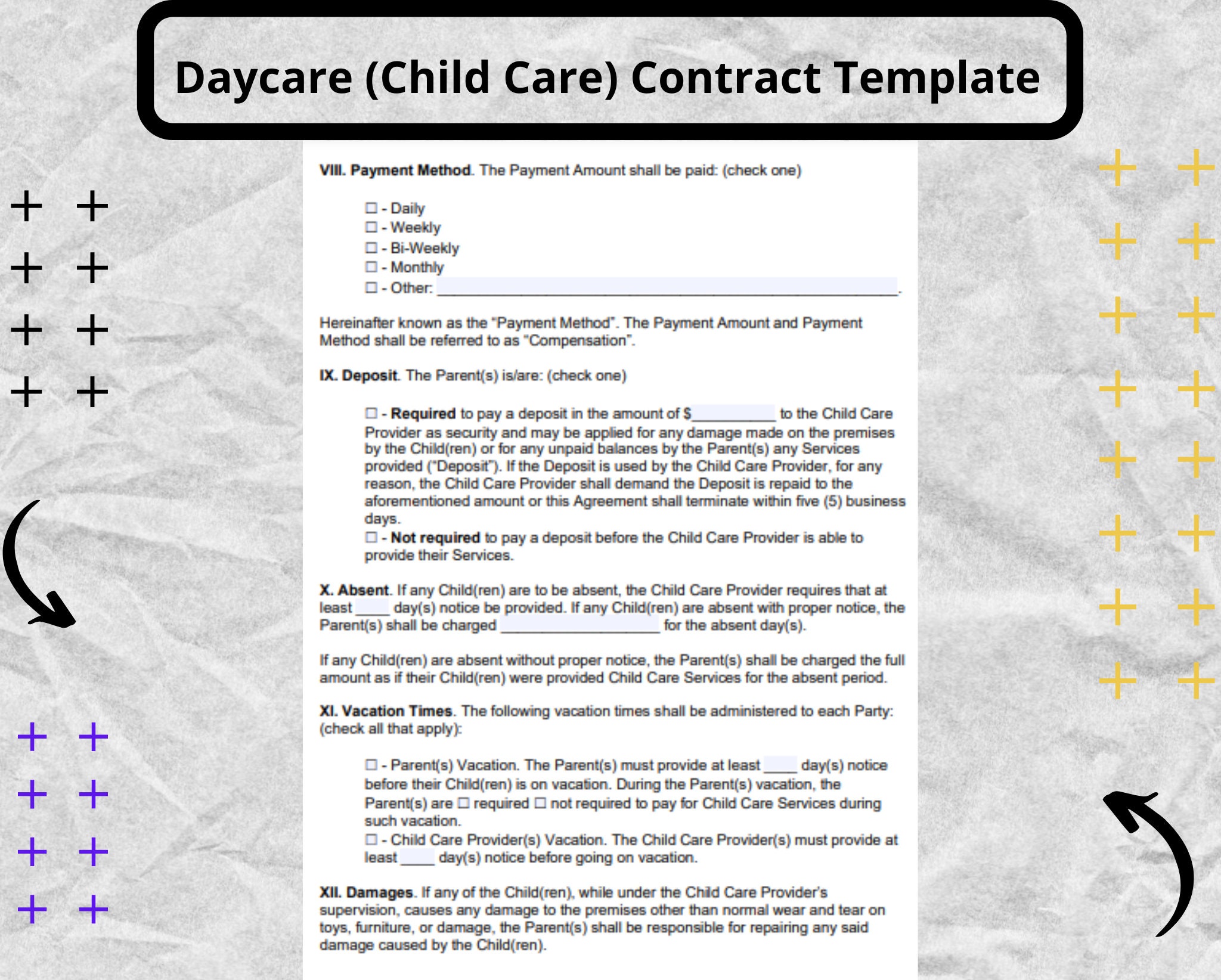 Daycare (child Care) Contract - Daycare (child Care) Contract Template