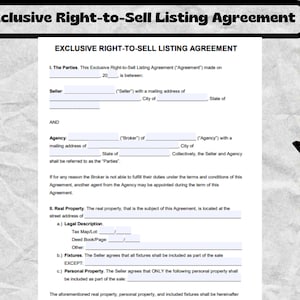 Exclusive Right-to-Sell Listing Agreement,Exclusive Right-to-Sell Listing Agreement form, Exclusive Right-to-Sell Listing Agreement template