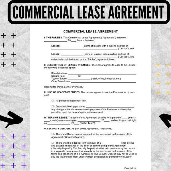Commercial Lease Agreement Commercial Property Lease Contract Etsy Commercial lease agreement commercial property lease contract etsy