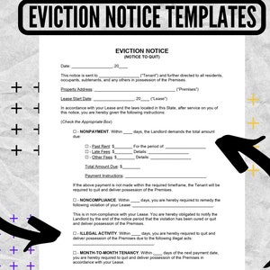 Eviction notice (notice to quit) , Eviction Notice Templates, Eviction Notice forms, notice to quit forms, notice to quit Templates