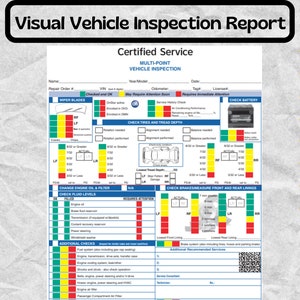 Visual Vehicle Inspection Report - Vehicle Inspection Worksheet - Vehicle Inspection Checklist