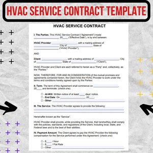 HVAC Service Contract Template / HVAC Service Contract / HVAC Service Contract form