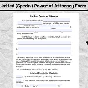 Limited (Special) Power of Attorney Form - Limited (Special) Power of Attorney template