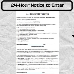 24-Hour Notice to Enter (Landlord to Tenant) - 24-Hour Notice to Enter form - 24-Hour Notice to Enter template - Easy To Edit