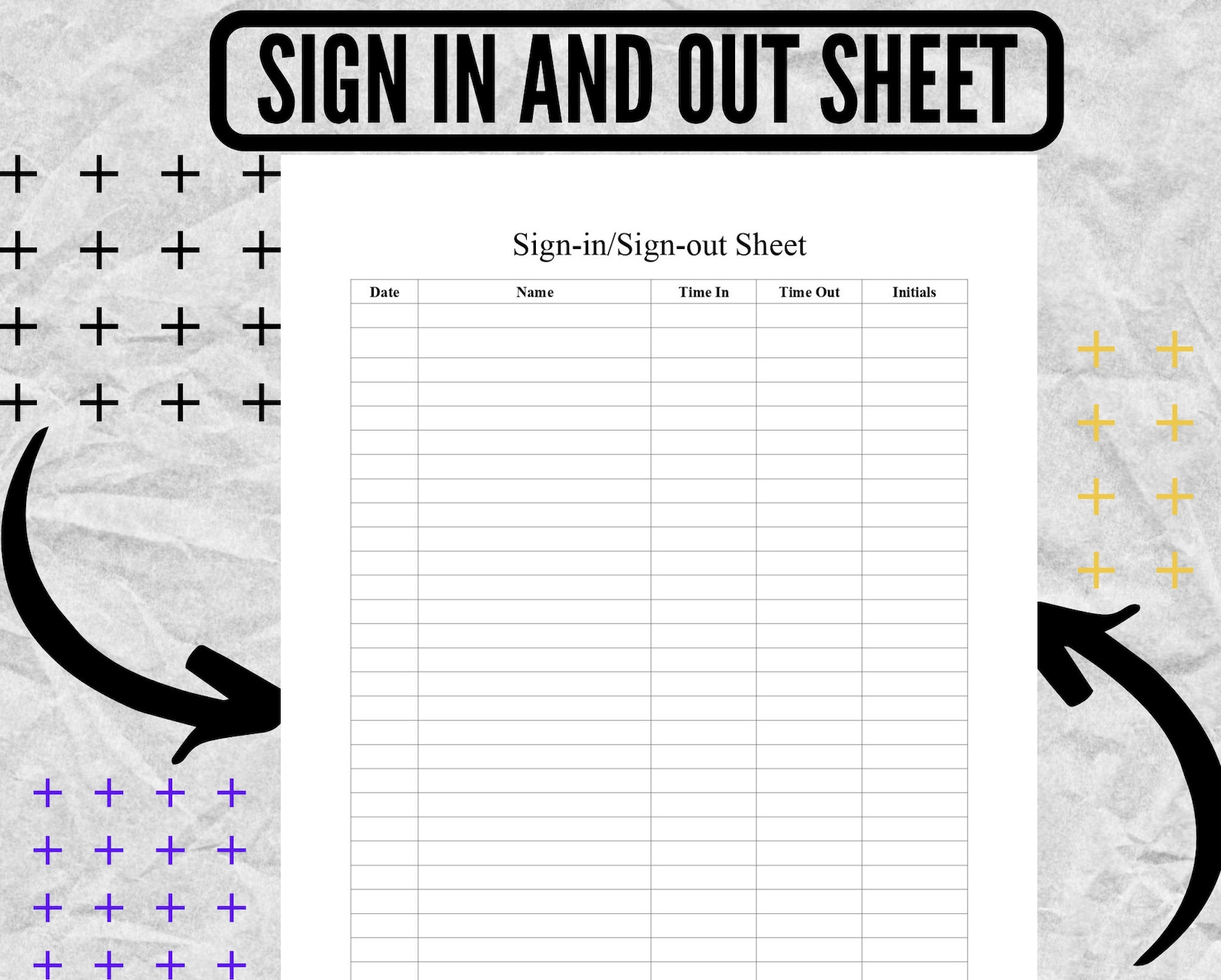 Sign in and Out Sheet / Sign in and Out Sheet Template / Sign in and