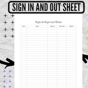 Sign In and Out Sheet / Sign In and Out Sheet Template / Sign In and Out Sheet forms