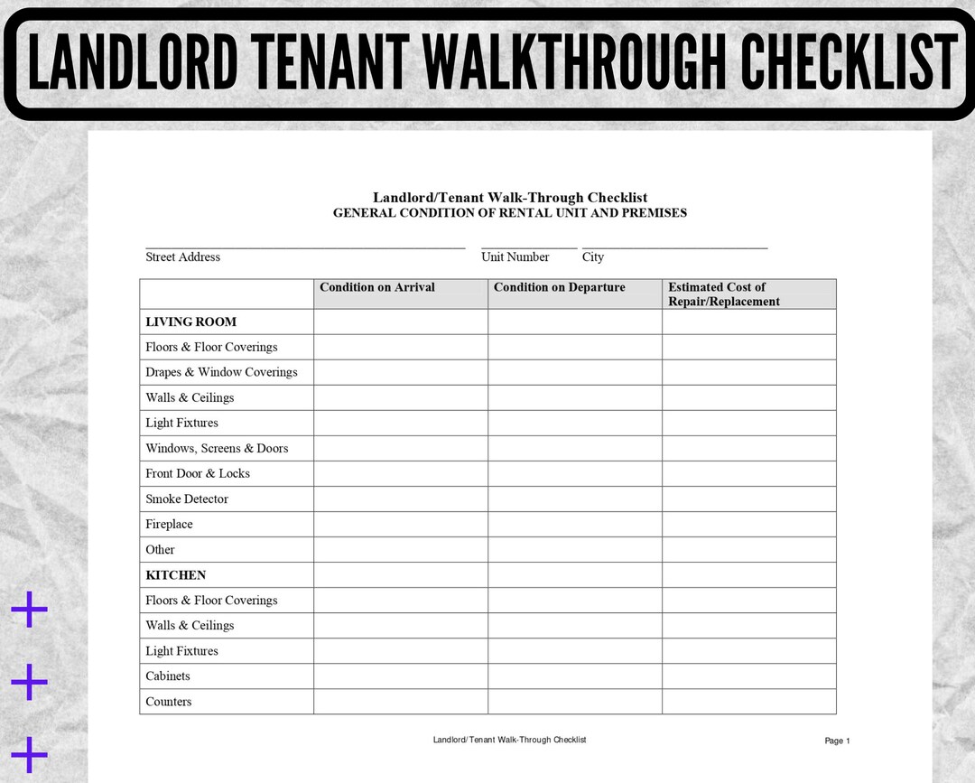 Landlord Tenant Walkthrough Checklist Form , Landlord Tenant ...