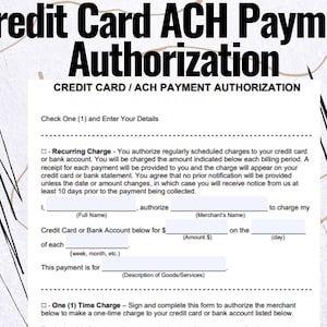 Autorisation de carte de crédit (ACH) - Formulaires d'autorisation de carte de crédit (ACH) - Modèle d'autorisation de carte de crédit (ACH)