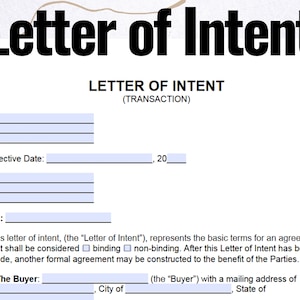 Carta de Intenções, Carta de Intenções (LOI), formulários de Carta de Intenções (LOI), modelo de Carta de Intenções (LOI)