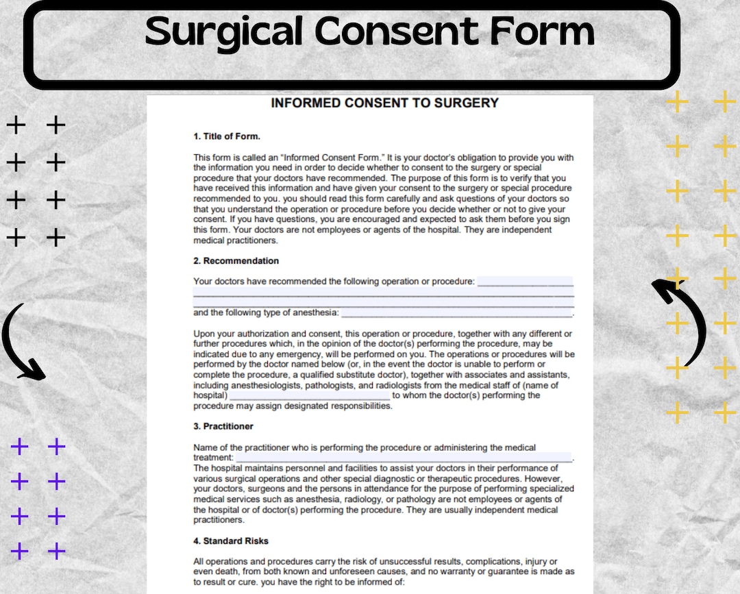 Surgical Consent informed Consent to Surgery Surgical Consent Form Surgical Consent